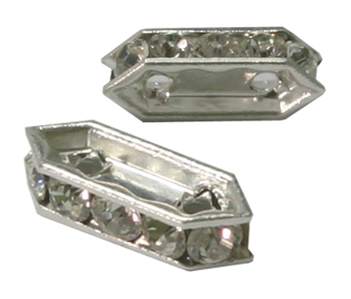 (image for) 777 10mm Crystal 2 Hole Imitation Rhodium Plated Bar PQ 6